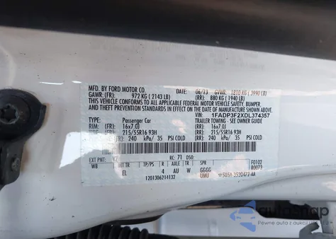 2013 Ford Focus Se z USA, uszkodzony, nr VIN 1FADP3F2XDL374357